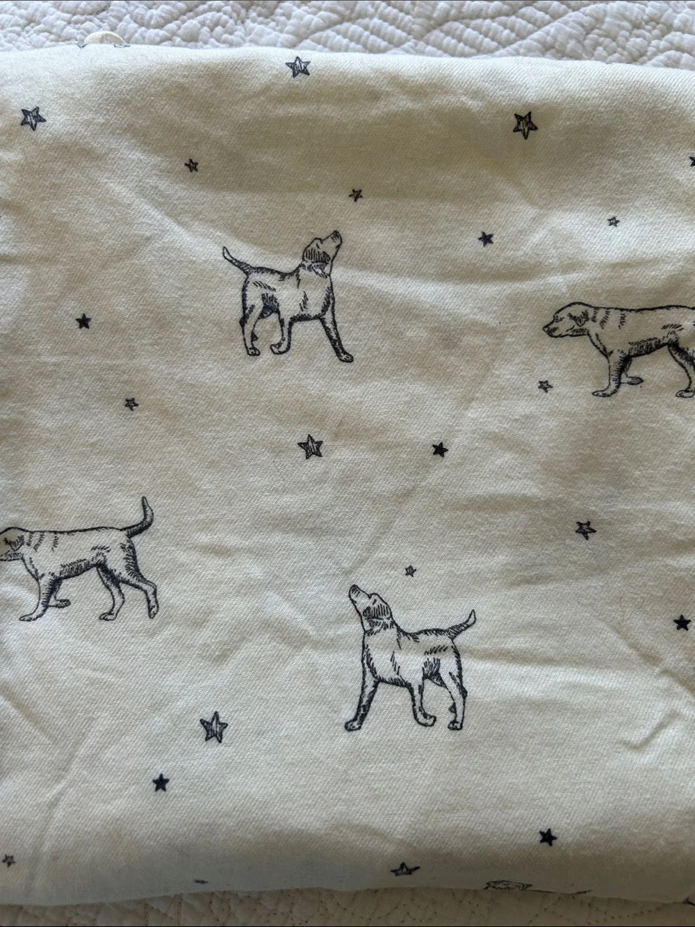 NWT Eddie Bauer cream colored cotton flannel pajama bottoms with black Dog Print